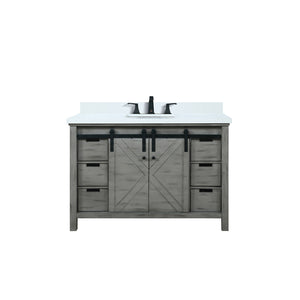 English Elm Ash Grey Bath Vanity With White Quartz Top, Matte Black Faucet, Soft-Close Drawers & Storage Solutions B2731P260125