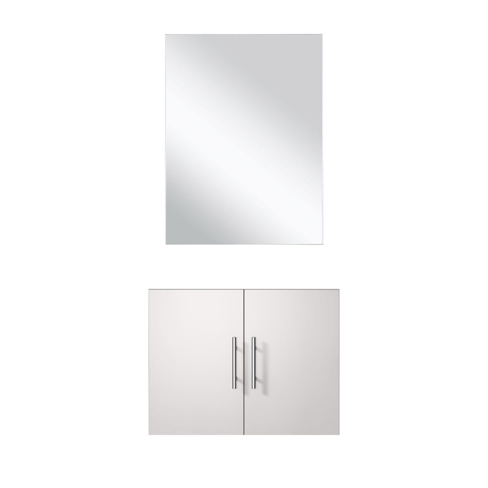 English Elm Glossy White Single Bath Vanity Set With Frameless Mirror - Modern, Space-Saving Design & Storage B2731S00532