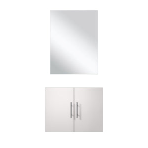 English Elm Glossy White Single Bath Vanity Set With Frameless Mirror - Modern, Space-Saving Design & Storage B2731S00532