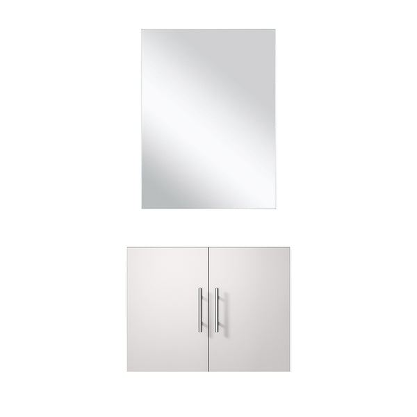 English Elm Glossy White Single Bath Vanity Set With Frameless Mirror - Modern, Space-Saving Design & Storage B2731S00532