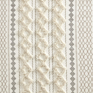 English Elm 1Pc Elegant 50X108" Cotton Curtain Panel With Tufted Chenille Stripes For Light Control & Style B035P341186