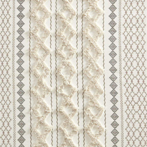 English Elm 1Pc Elegant 50X108" Cotton Curtain Panel With Tufted Chenille Stripes For Light Control & Style B035P341186