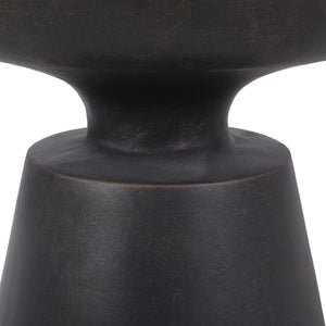 English Elm Outdoor Lightweight Concrete Pedestal Side Table with Warm Copper Sculptural Finish 73454.00