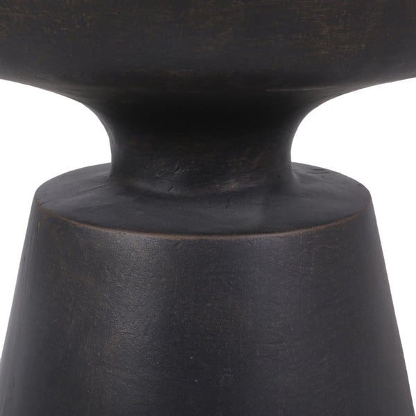 English Elm Outdoor Lightweight Concrete Pedestal Side Table with Warm Copper Sculptural Finish 73454.00