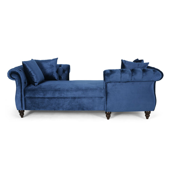 English Elm Christopher Knight Home® - Chaise Lounge Part - Elegant Navy Blue Velvet With Button-Tufted Design For Modern Comfort & Style 67581.00ANBLU