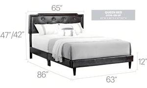 English Elm Deb Cappuccino Queen Bed with Tufted Adjustable Headboard, All-In-One Box, Sturdy Slat Support System Beige 5.5 L x 22.5 W x 65.5 H B078112122