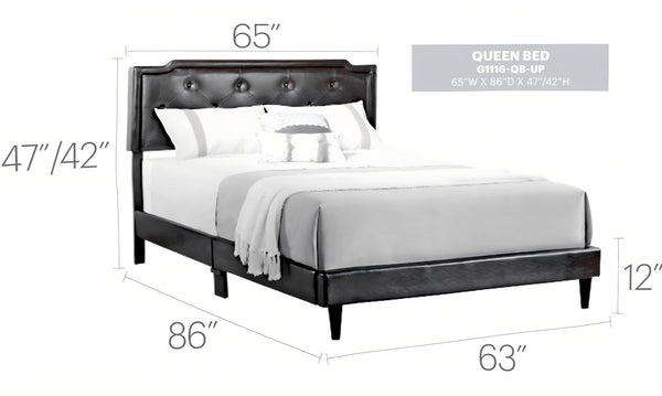 English Elm Deb Cappuccino Queen Bed with Tufted Adjustable Headboard, All-In-One Box, Sturdy Slat Support System Beige 5.5 L x 22.5 W x 65.5 H B078112122