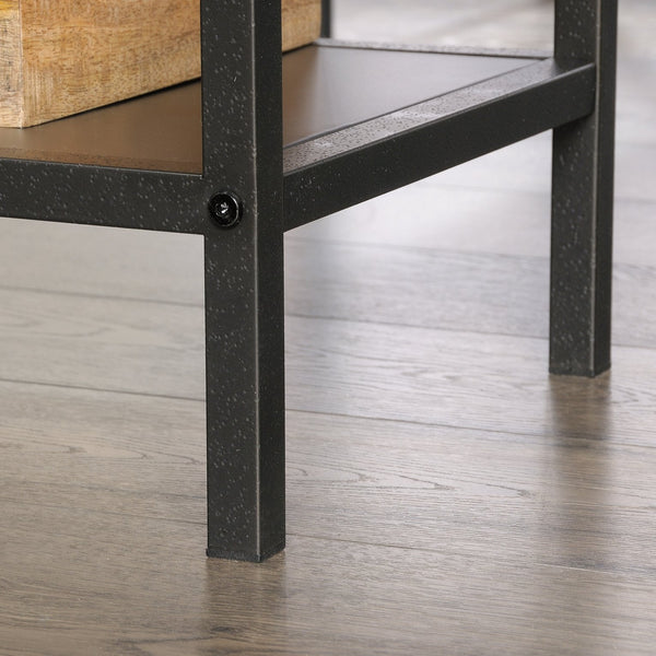 English Elm L-Shaped Desk With Durable Metal Frame And Efficient Storage, Perfect For Modern Home Offices B356P402608