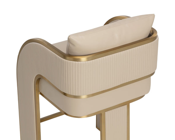 Sunpan BAZ Counter Stool - Napa Beige Faux Leather with Gold Accents for Modern Kitchen & Bar Decor 112283