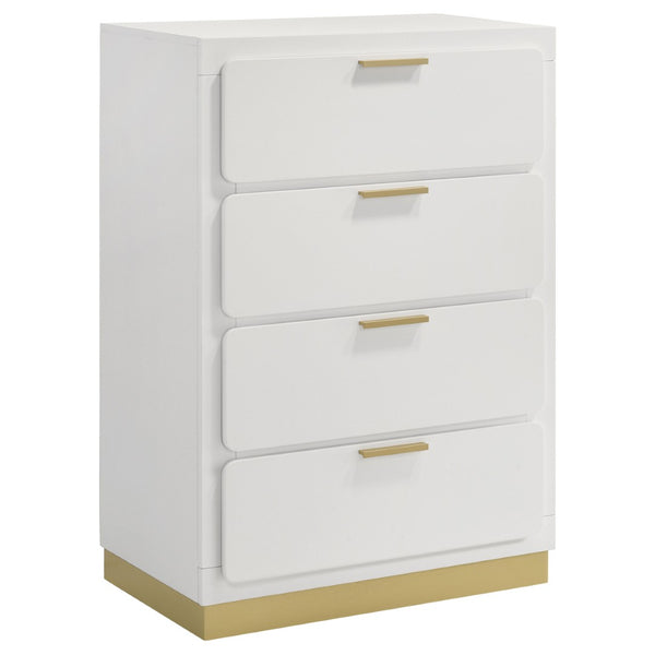 English Elm Sophia 4-Drawer Chest - Modern White Storage Solution With Gold Accents For Stylish Organization B062P353393-GIGA