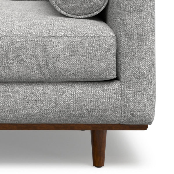 English Elm Morrison Sculptural Mid-century Armchair with Rubberwood Legs and Performance Fabric Gray B136P420741