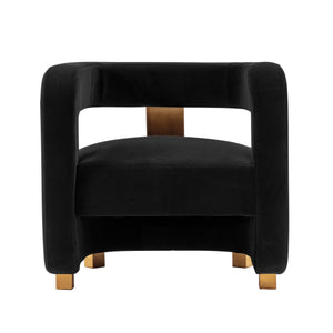 English Elm Amirah Velvet Lounge Chair Black — Luxurious High-Density Foam, Gold Legs, 440 lb Capacity, Pre-Assembled B365P398006