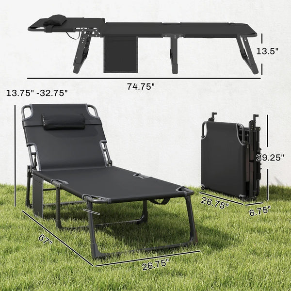 English Elm Folding Outdoor Chaise Lounge with Face Hole Side Table and Five Position Recline Blue,Dark Gray T3971P480735