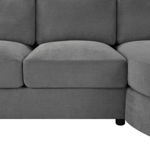 English Elm Modern L-Shaped Sectional Sofa With Curved Chaise, Usb Ports & Storage, Soft Chenille, Grey Finish N719S002170E