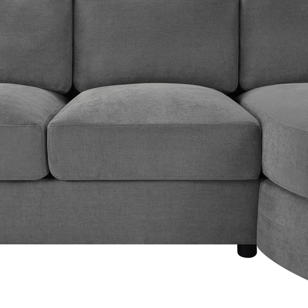 English Elm Modern L-Shaped Sectional Sofa With Curved Chaise, Usb Ports & Storage, Soft Chenille, Grey Finish N719S002170E