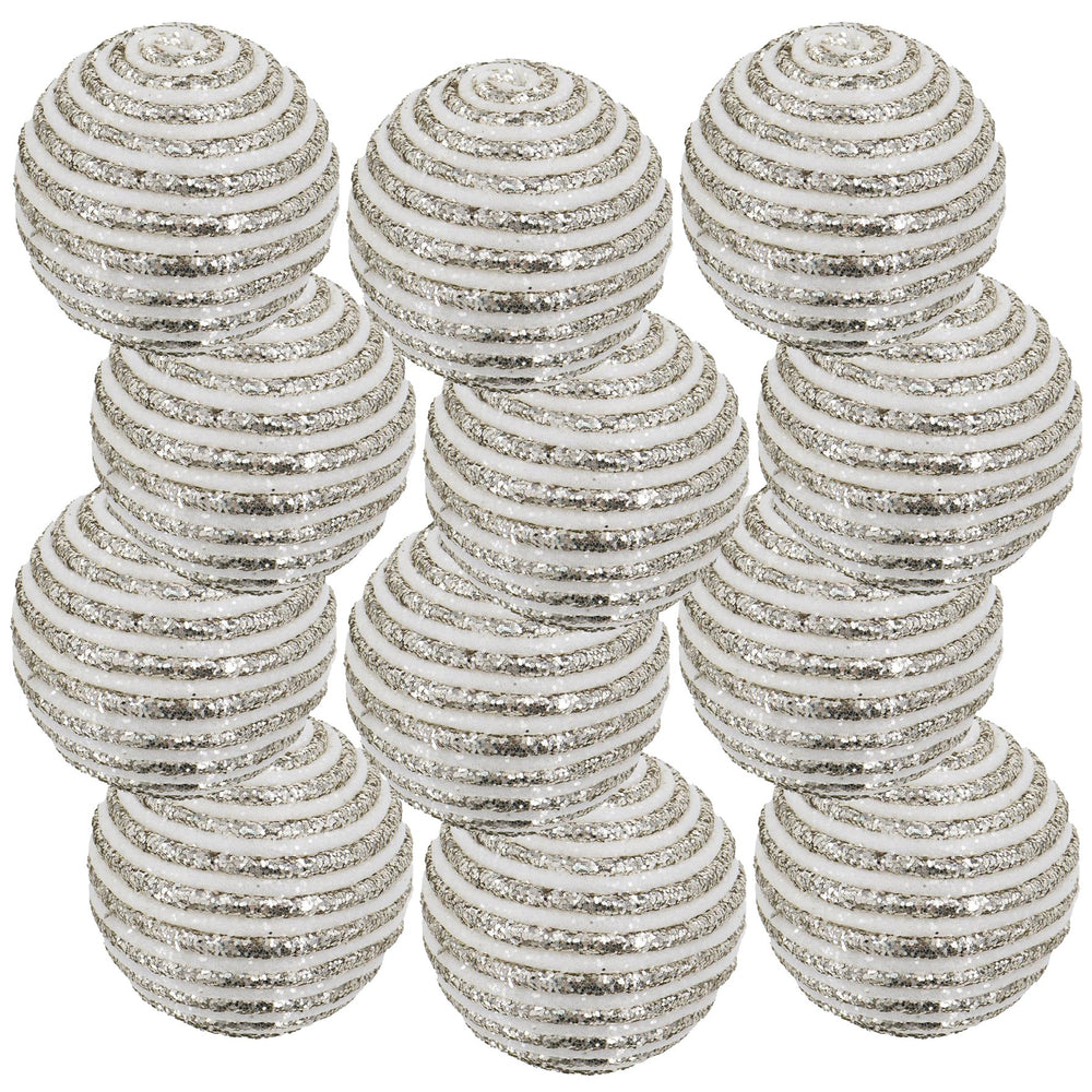 English Elm D3.9" Plastic Styrofoam Christmas Ball Ornaments Set of 12 Festive Holiday Tree Decor W2078P247929