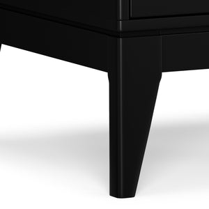 English Elm Harper Solid Wood End Table with Two Drawers Mid-century Modern Black Stain Finish B136P481647