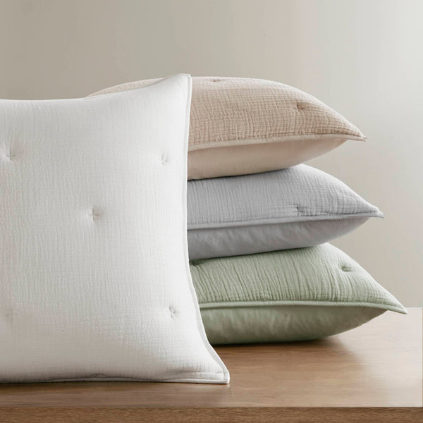 English Elm 3-piece King Cotton Muslin Quilt Set Crinkled Embroidered Coastal Farmhouse Bedding B035P408346