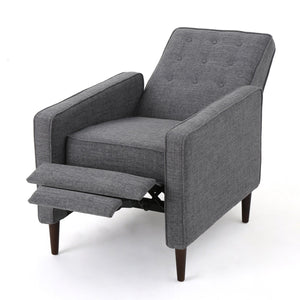 English Elm Christopher Knight Home® - Fabric Recliner Chair Mid-Century Modern Pushback Single Sofa with Tufted Cushion, Birch Legs, Cozy Comfort Gray 60741.00GRY