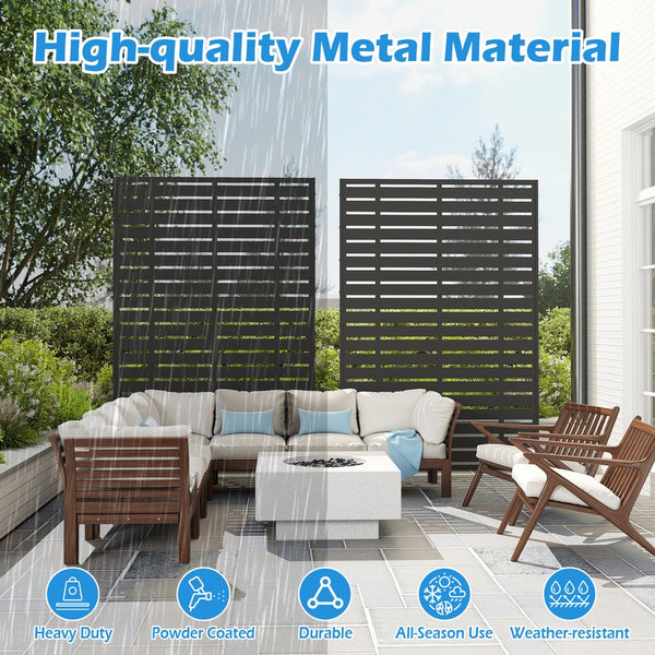 English Elm Outdoor Privacy Screen Freestanding - Weather-Resistant Metal Frame & Fade-Proof Resin Panels, Stable W1859P339186