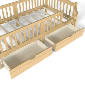 English Elm Metal Twin Over Full Bunk Bed White Steel Frame Space Saving Slat Support for Teens Natural W1580P383110