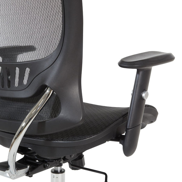 OSP Home Furnishings Mesh Back Ergonomic Office Chair with Lumbar Support Breathable Seat and Padded Arms Chrome EM98910C-3