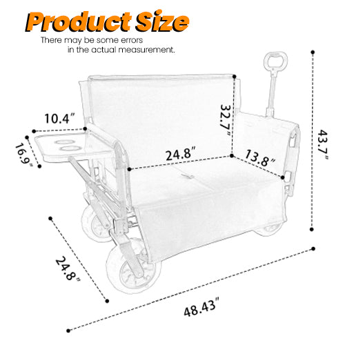 English Elm 3-in-1 Collapsible Wagon with Folding Tabletop Cup Holders All Terrain Beach Camping Purple W2932P421328