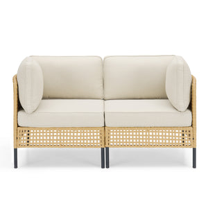 English Elm Outdoor Wicker Swivel Glider Chair Set Patio Rocker with Plush T Back Cushions T3773P419996