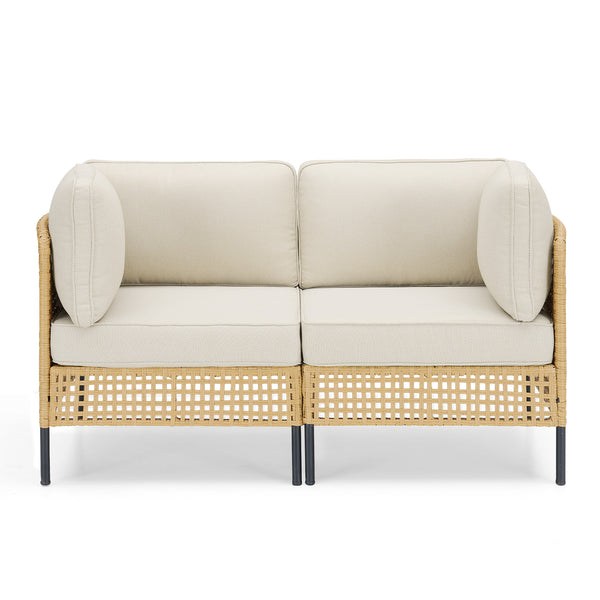 English Elm Outdoor Wicker Swivel Glider Chair Set Patio Rocker with Plush T Back Cushions T3773P419996