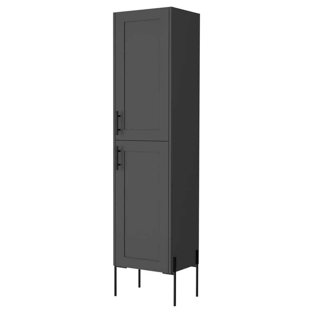 English Elm Matt Grey Modern Linen Cabinet with 4 Wide Shelves, Two Doors & Elevated Legs for Stable Storage and Sleek Bathroom Organization B062P252171