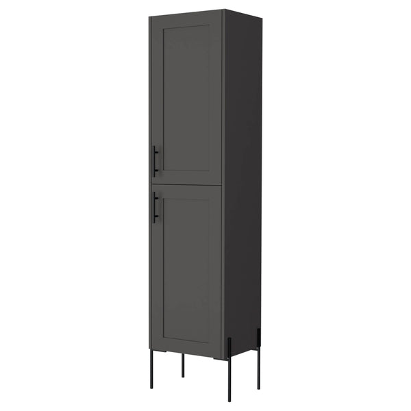 English Elm Matt Grey Modern Linen Cabinet with 4 Wide Shelves, Two Doors & Elevated Legs for Stable Storage and Sleek Bathroom Organization B062P252171