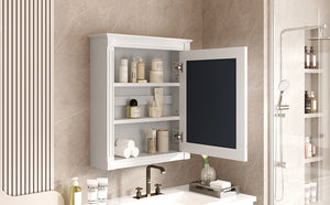 English Elm 24'' 24'' Wall Mounted Bathroom Mirror Cabinet with Adjustable Shelves, Space-Saving Modern Storage Solution White N710P195492K