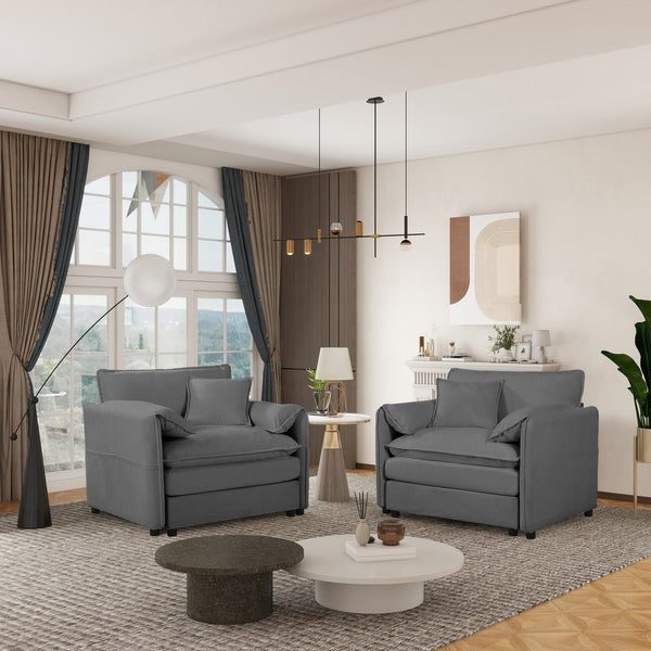 English Elm Oversized Chenille Accent Chairs Set of 2 Plush Foam Seat Modern Living Room Lounge W3163S00094