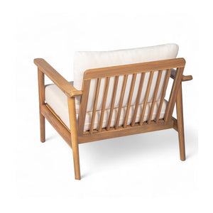 English Elm 30.5" Mid-century Solid Wood Outdoor Lounge Chair with Cushioned Slatted Patio Seat N767P371799T