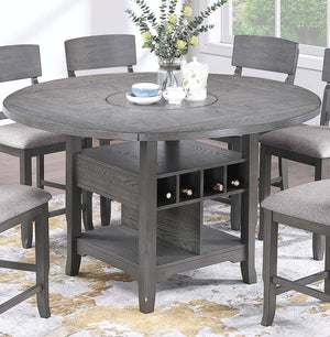 English Elm Contemporary 7-Piece Counter Height Dining Set With Lazy Susan, Storage, And 6 High Chairs For Modern Spaces B011S01878