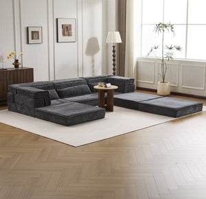 English Elm Compression Oversized Boneless Modular Sofa Bed - Versatile, No Assembly, Memory Foam Comfort In Dark Grey W3723S00021