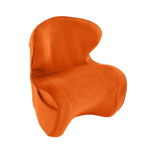 English Elm Ergonomic Floor Chair Velvet Upholstered Lumbar Support Seat for Reading Nook or Lounge Orange W1097P462004