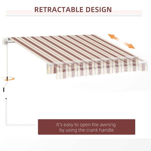 English Elm Outsunny 13' X 8' Retractable Awning | Stylish Sunshade For Patios, Uv Resistant, Easy Crank Control W2225P174176-GIGA