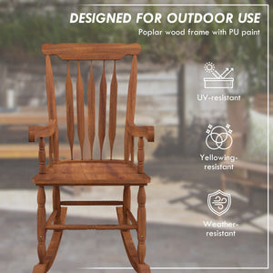 English Elm Outsunny Outdoor Wood Rocking Chair For Garden & Patio - 350 Lbs Capacity, High Back Comfort Rocker W2225P174333-GIGA