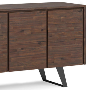 English Elm Lowry Large 4-Door Sideboard Buffet - Distressed Charcoal Brown Acacia Wood, Modern Industrial Design B136P158890