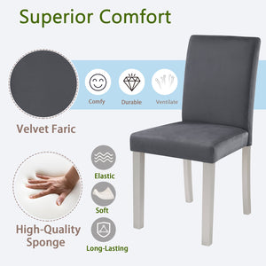 English Elm Dining Chairs Set for 4 with Plush Flannelette Upholstery, Ergonomic High Back & Solid Wood Legs, Silver Gray W1998P266887