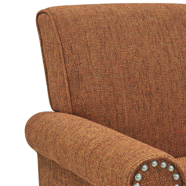 English Elm Barnet Upholstered Accent Chair with Nailhead Trim and Tapered Wood Legs for Living Rooms B127P495067