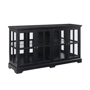 English Elm Led Antique Display Cabinet With Glass Doors, Adjustable Shelves & Remote-Controlled Lighting Features W2275P300145