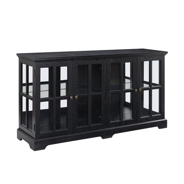 English Elm Led Antique Display Cabinet With Glass Doors, Adjustable Shelves & Remote-Controlled Lighting Features W2275P300145