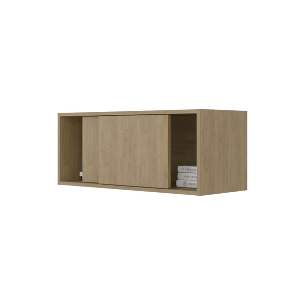 English Elm Slana Wall Mounted Cabinet with Sliding Doors Natural Oak Finish for Home Office B097P474309