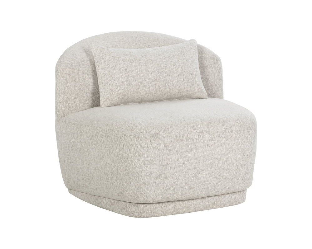 Sunpan Soraya Swivel Armless Chair - Stylish Curved Design for Modern Living Spaces and Comfort Upgrade Dove Cream