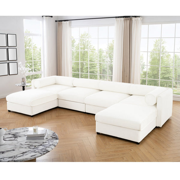English Elm Modular Sectional Sofa With Hidden Storage, Luxurious Chenille U-Shaped Couch For Modern Living W714S01043