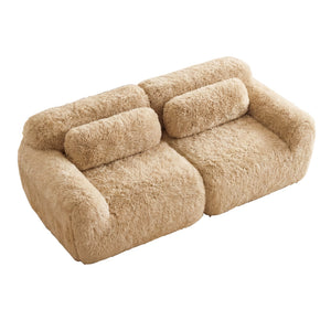 English Elm 2-seater Modular Cloud Sofa Plush Fluffy Sectional with Pillows for Living Room Light Khaki W714P380200