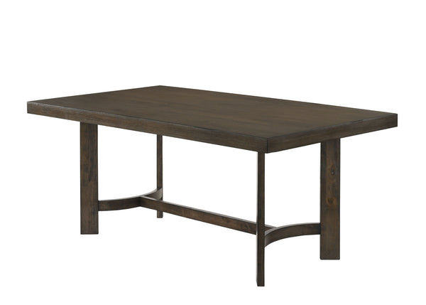 English Elm Farren Weathered Oak dining table with 2.5" tabletop, durable veneer blend, minimalist sturdy design B2726P264598