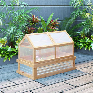 English Elm Outsunny Raised Garden Bed With Polycarbonate Greenhouse, Versatile Cold Frame For Year-Round Growth W2225P200936-GIGA